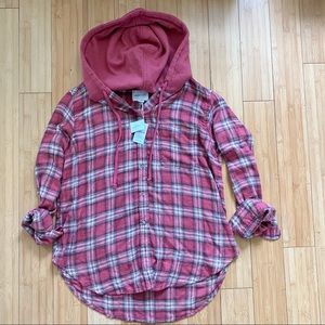 AMERICAN EAGLE HOODED FLANNEL SZ S